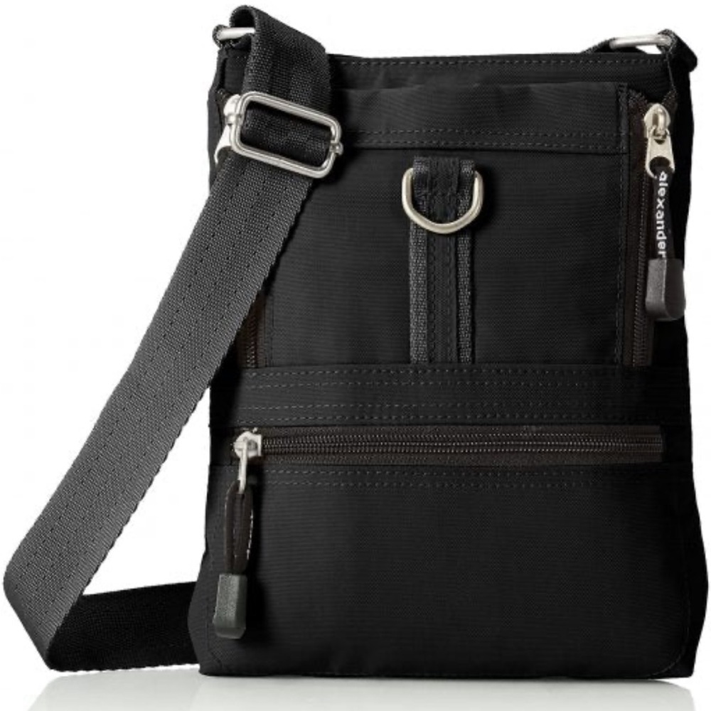 Derek Alexander Nylon Small Slim Organizer Crossbody Bag - Black